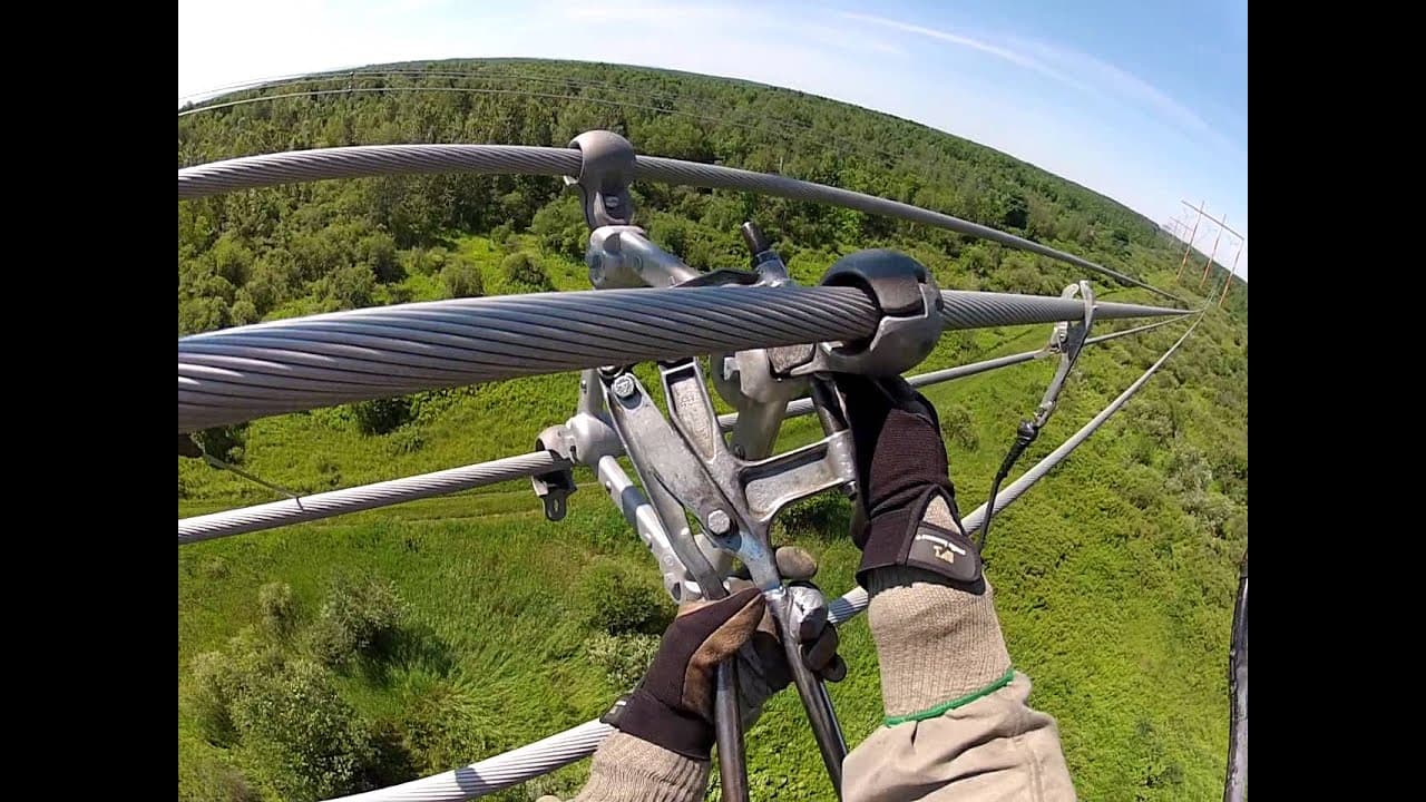 Spacer Installation on 765,000 volt line — mealtime video thumbnail