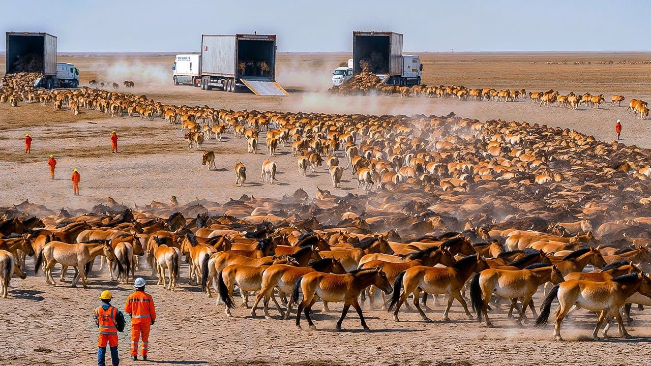 China Released Thousands of Horses Into A Desert With ZERO GRASS — 5 Years Later The Map Changed — mealtime video thumbnail
